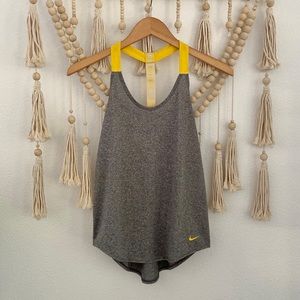 Nike dri-fit racerback tank top grey yellow XS